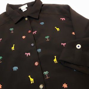 G.W. Graff Safari Animal Safari Top XL Petite Vintage